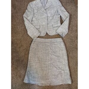 Comme Ca Ism Skirt Suit Set Women Large Grey Excellent Textured Blazer A-Line